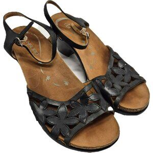 Dansko Coquette Black Leather Floral Cutout Heeled Sandals Women's 9 39